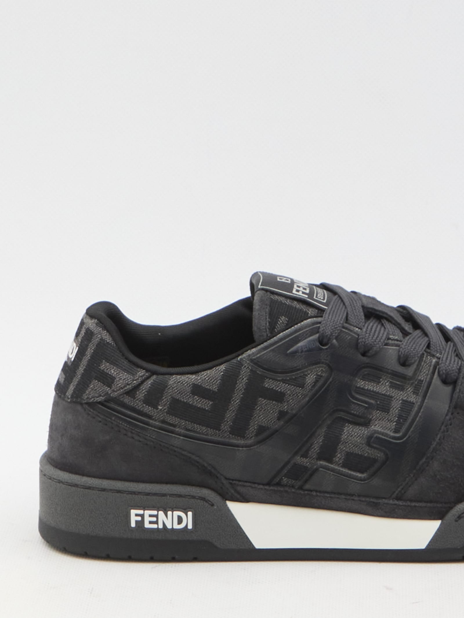 Fendi Low-top Round Toe Rubber Sole Sneakers In Grey