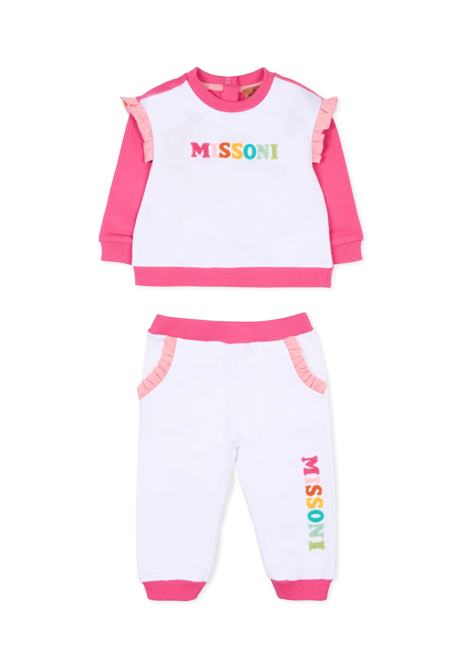 Missoni Multicolor Set For Baby Girl With Logo In White