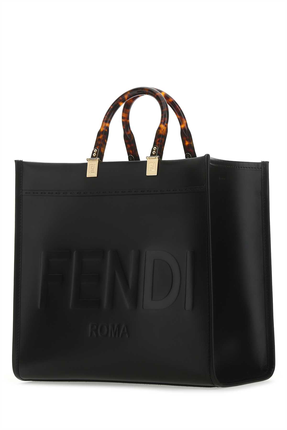 Shop Fendi Black Leather Medium Sunshine Shopping Bag In Nerooro