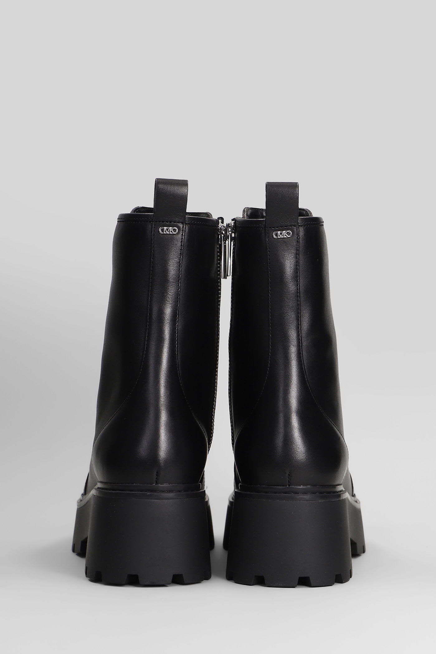 Michael Kors Blake Bootie Combat Boots In Black Leather In Black