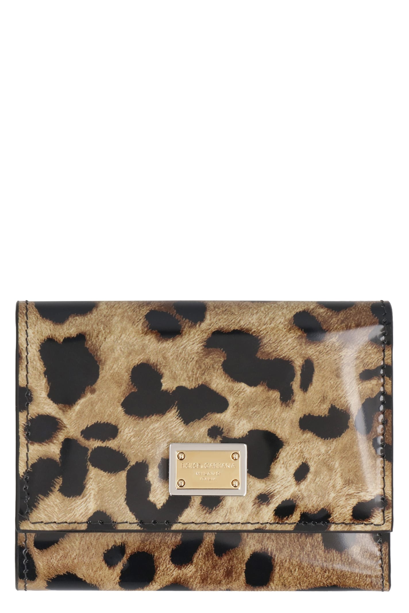 Shop Dolce & Gabbana Printed Leather Wallet In Beige