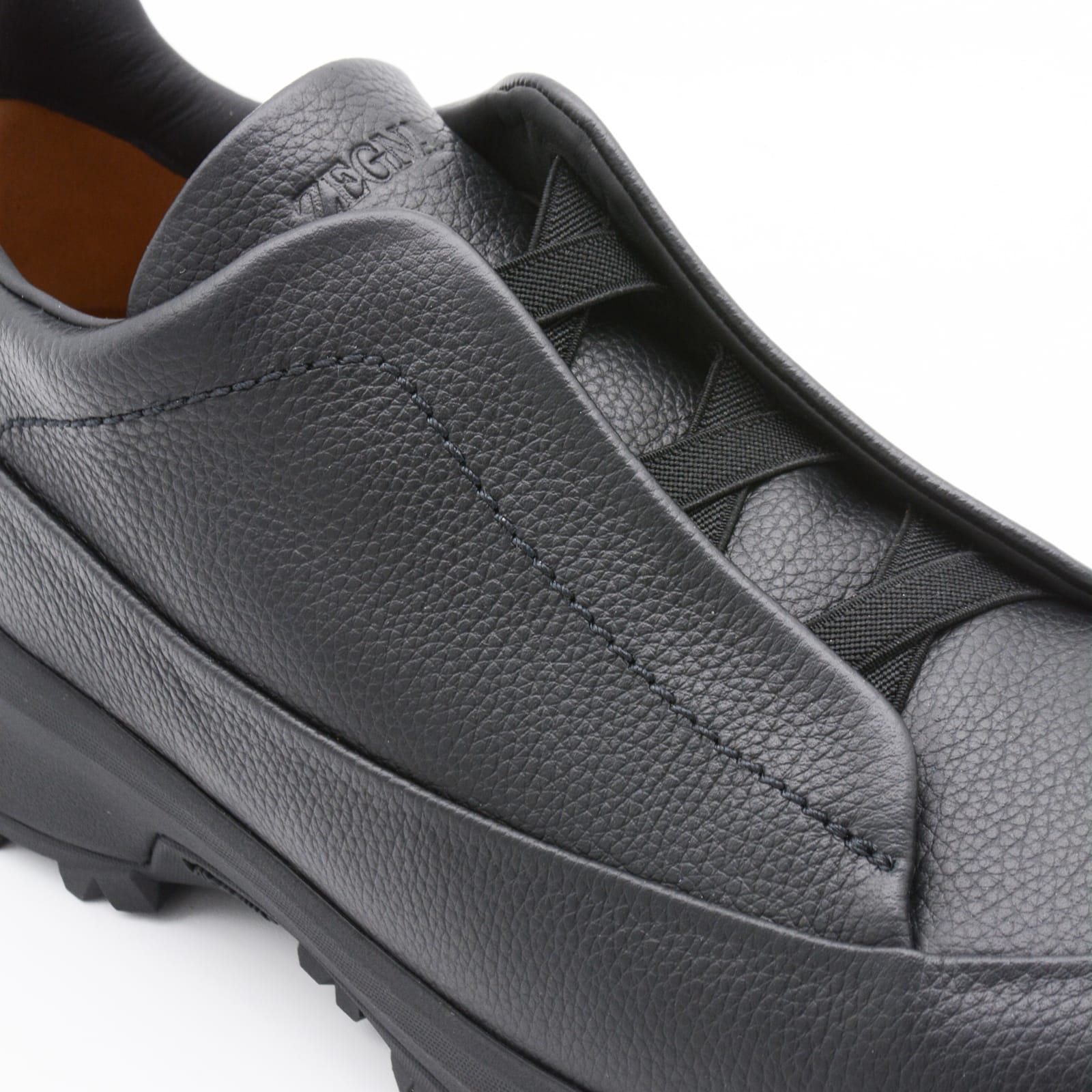 Zegna Monte Sneakers With Triple Stitching Design In Black