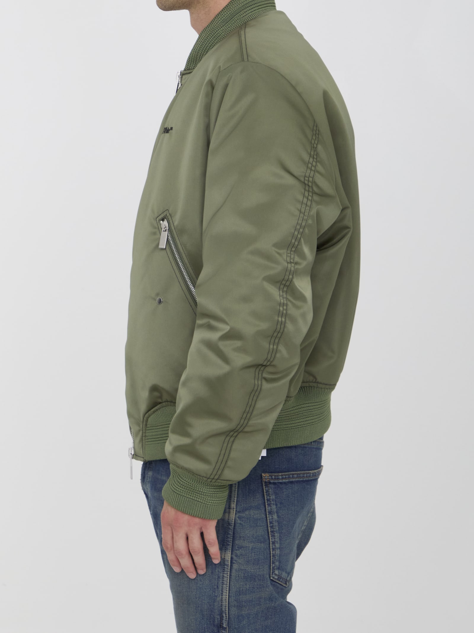 Shop Off-white Four Leaf Clove Bomber Jacket In Green