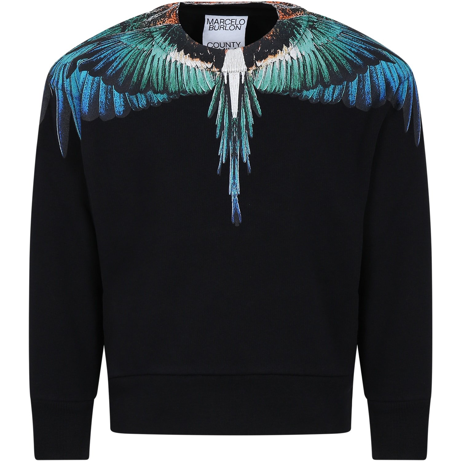 Shop Marcelo Burlon County Of Milan Black Sweatshirt For Boy With Wings In Black Bl
