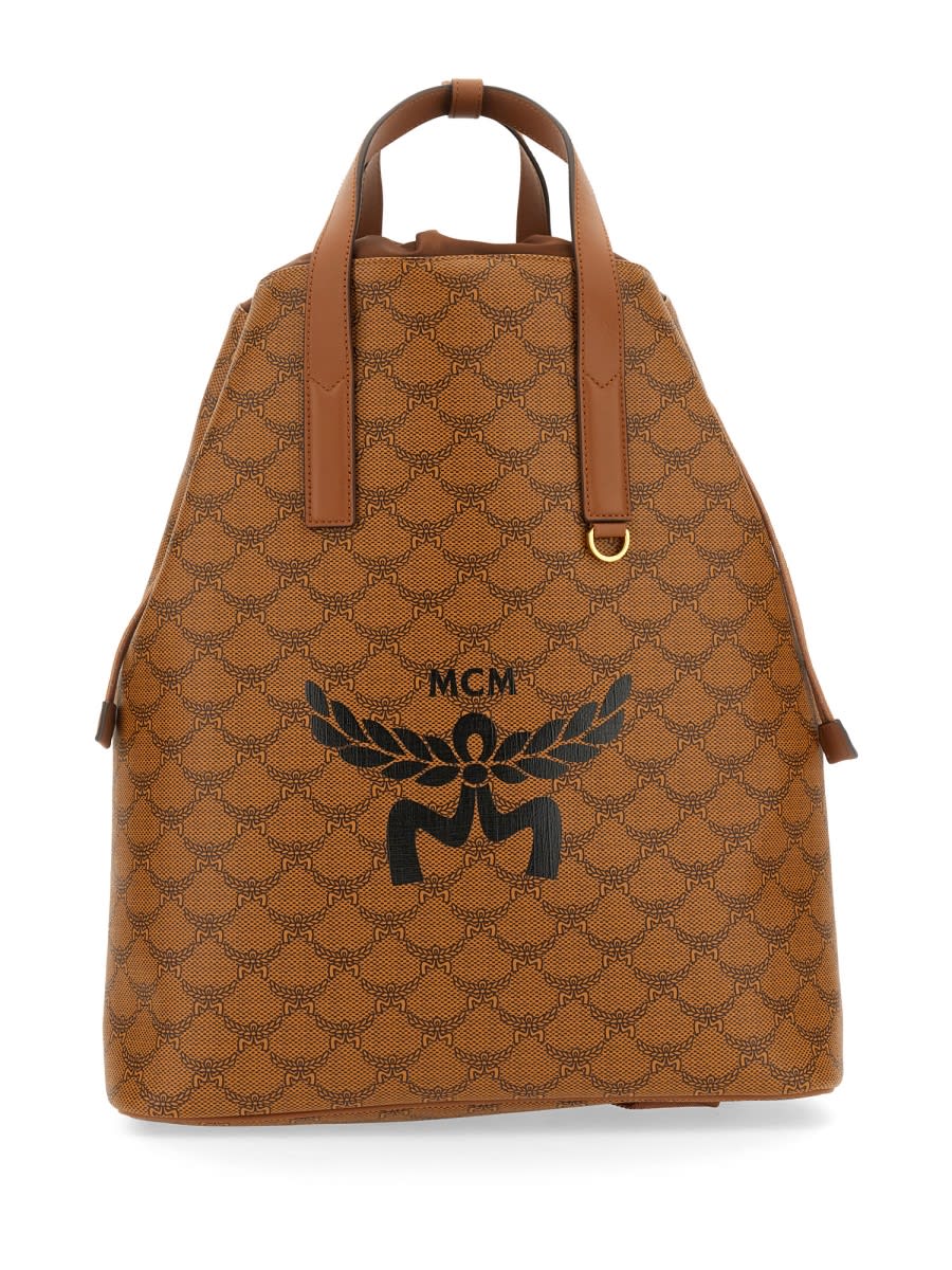 Shop Mcm Medium Backpack Lauretos In Brown