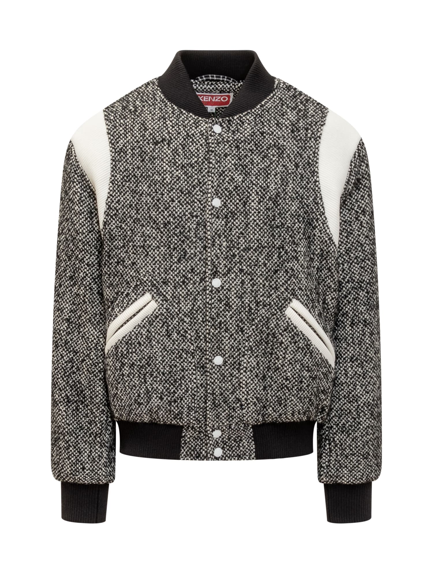 Shop Kenzo Wool Varsity Jacket In Black