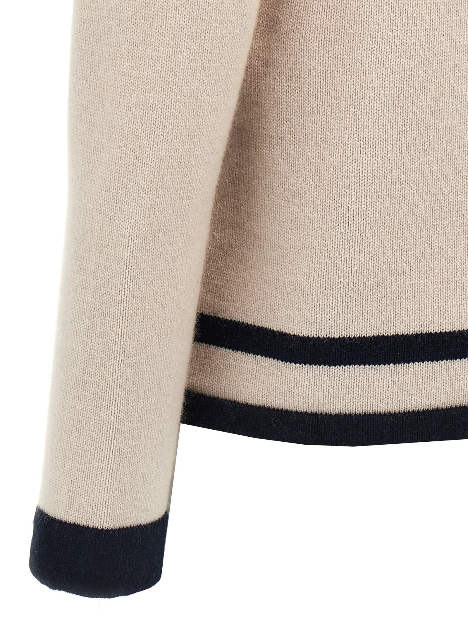 's Max Mara 'ere' Ribbed Knit Cardigan With Round Neck In Beige