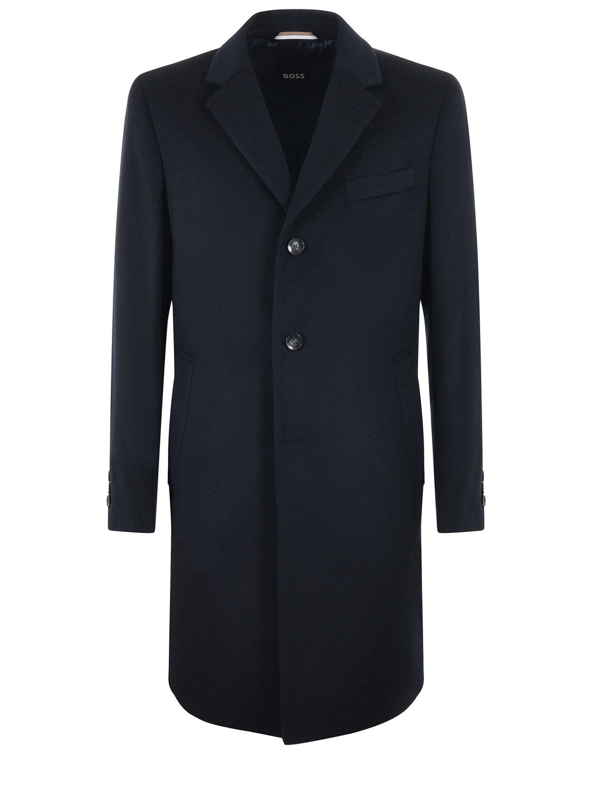 Shop Hugo Boss Single Breasted Slim-fit Coat