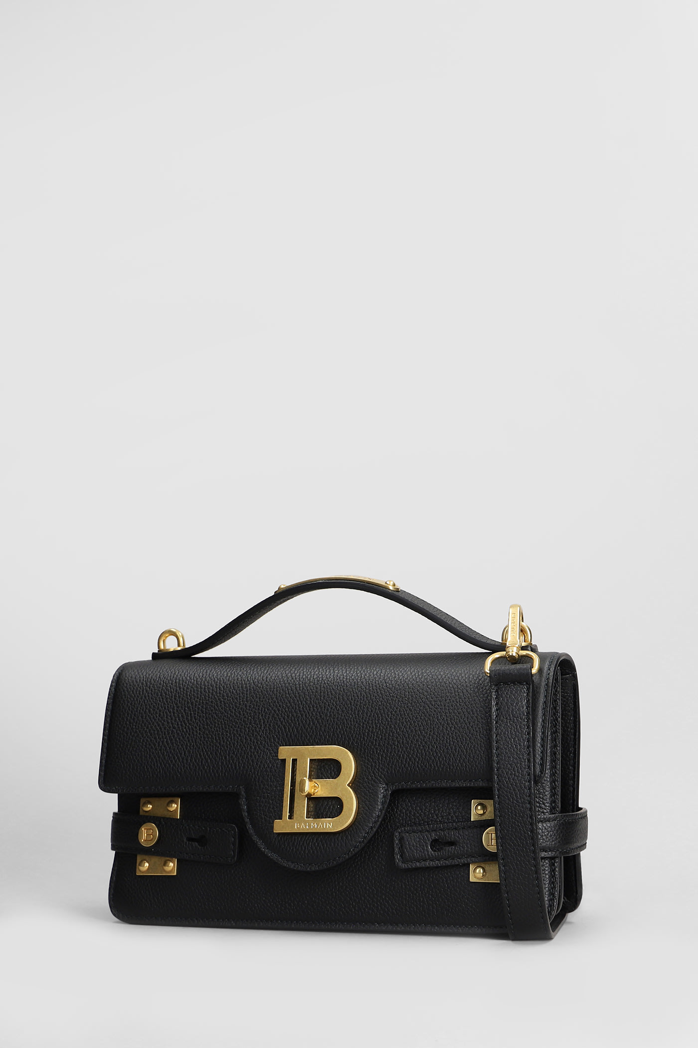 Shop Balmain B Buzz 24 Shoulder Bag In Black Leather