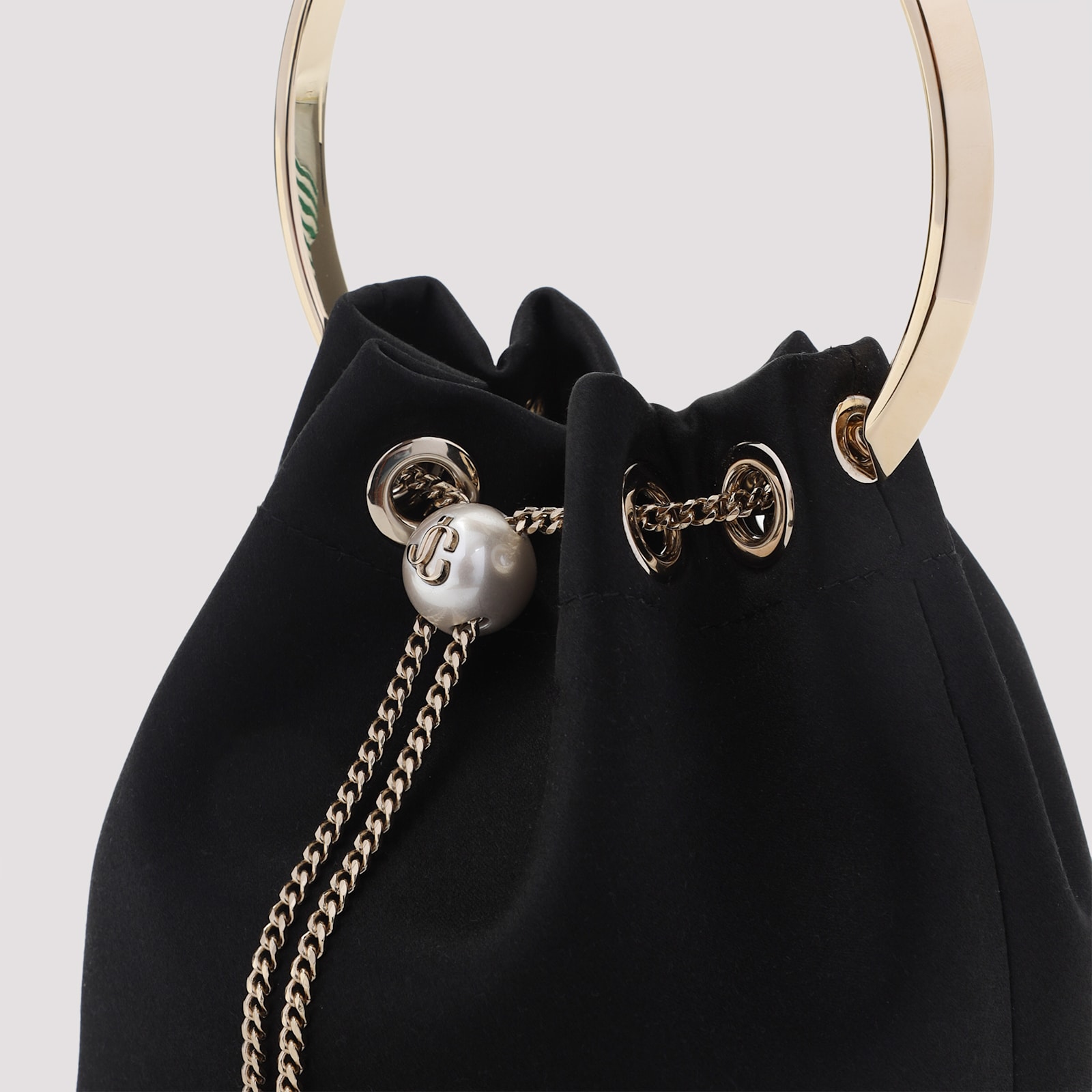 Jimmy Choo Black Bon Bon Mini Bucket Bag In Gold