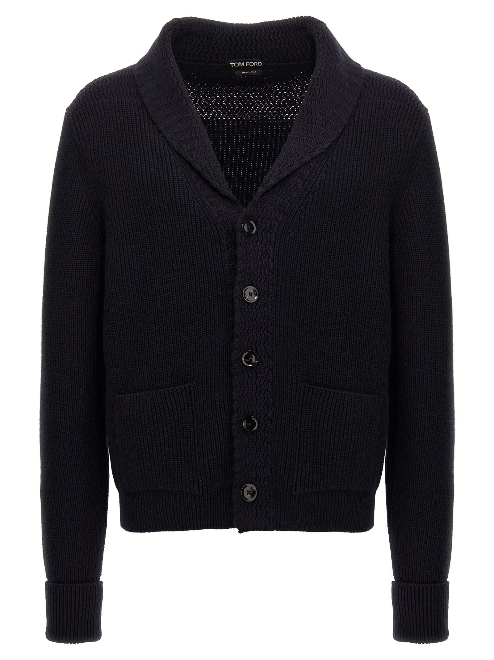 Shop Tom Ford Shawl Cardigan In Blue