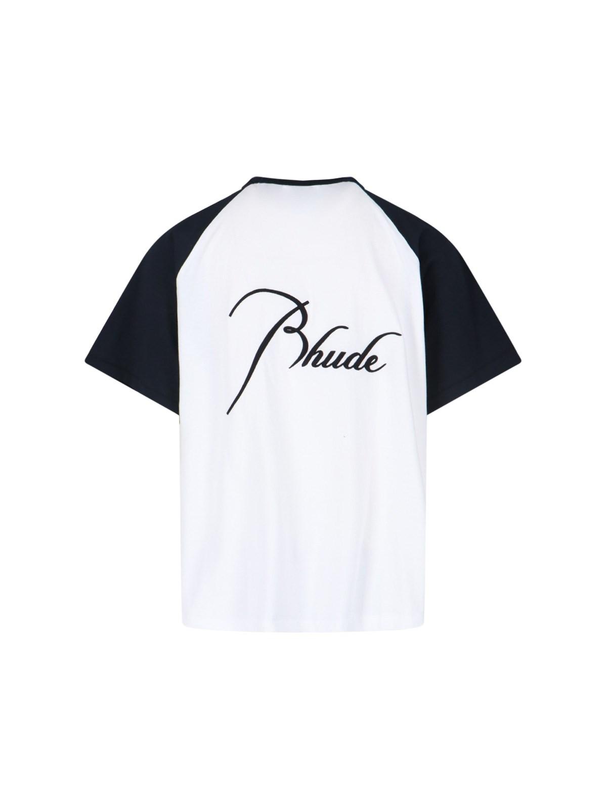 Shop Rhude Embroidered T-shirt In White/black