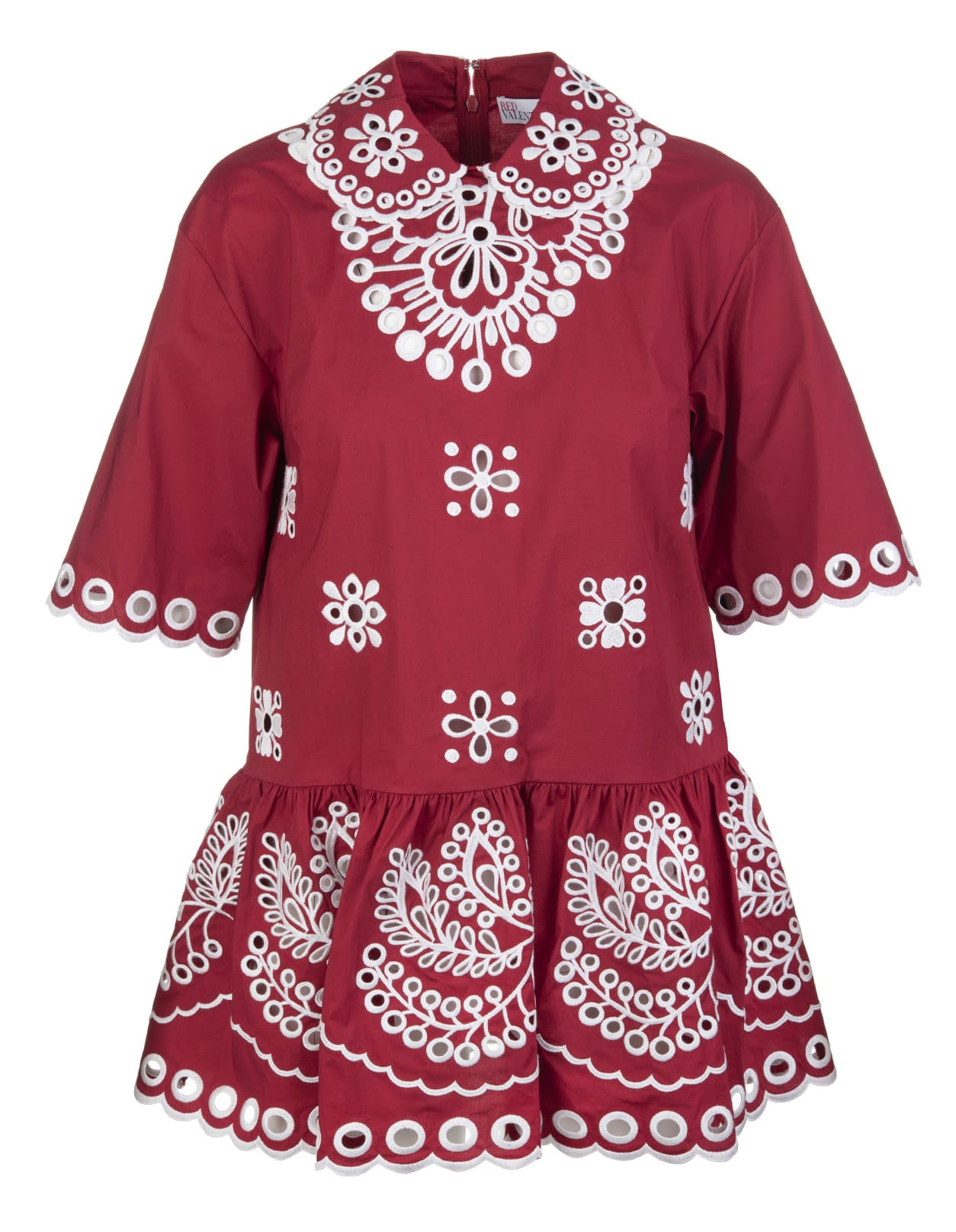 RED Valentino Broderie Anglaise Peplum Blouse