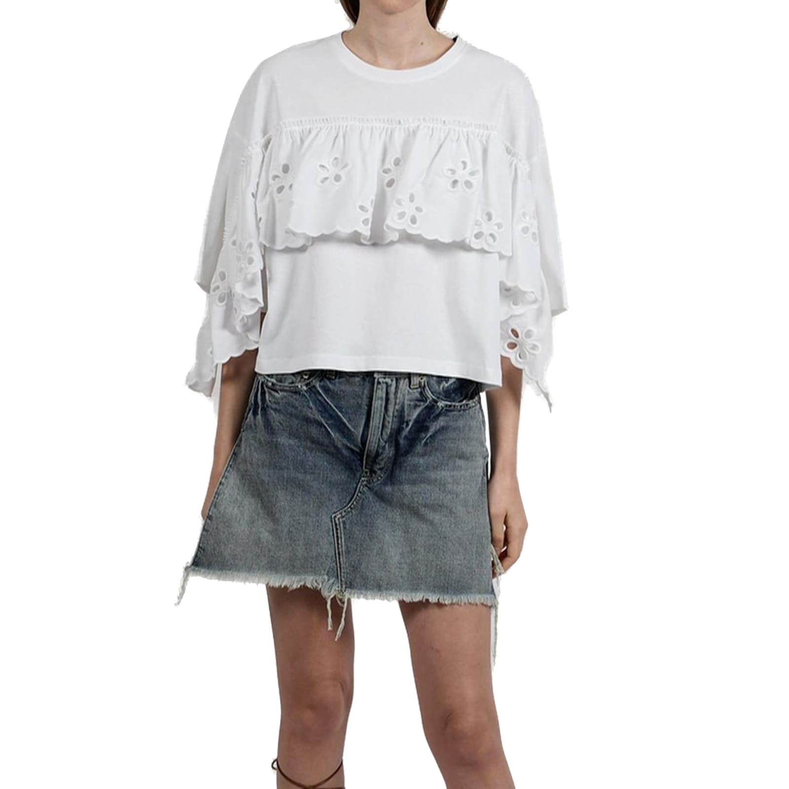 Shop Red Valentino Red Embroidered Top In White