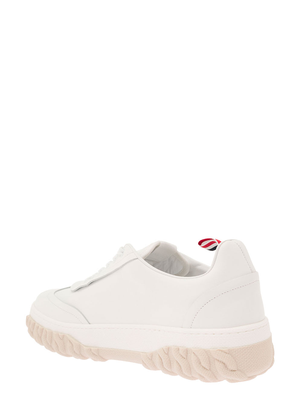 Shop Thom Browne Field Shoe W/ Raw Edge On Cable Knit Sole In Vitello Calf Leather In White