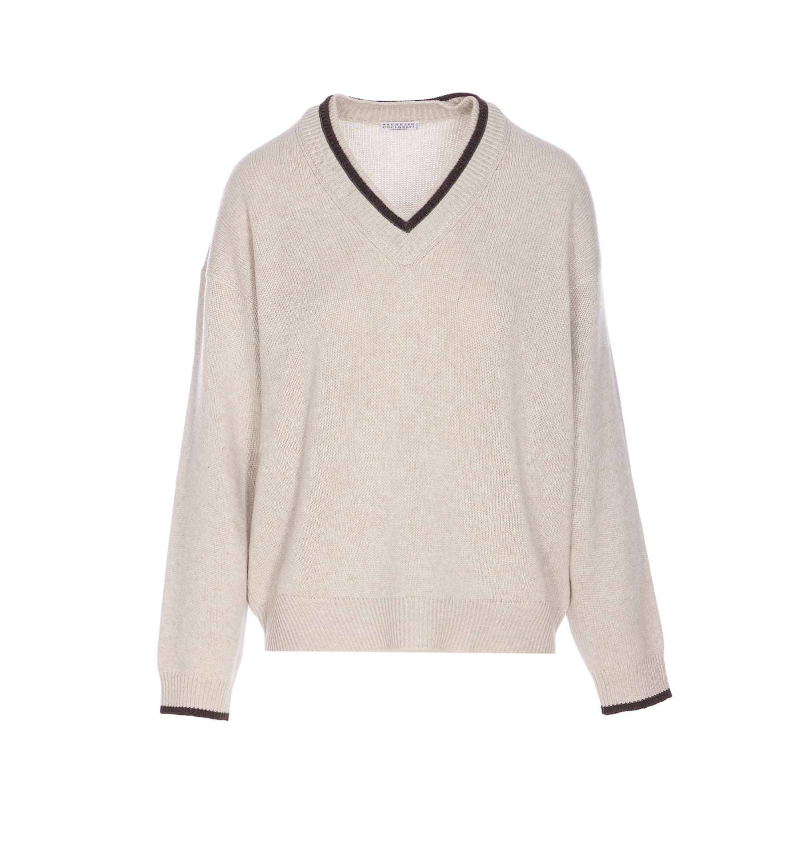 Brunello Cucinelli Logo Sweater In Neutral