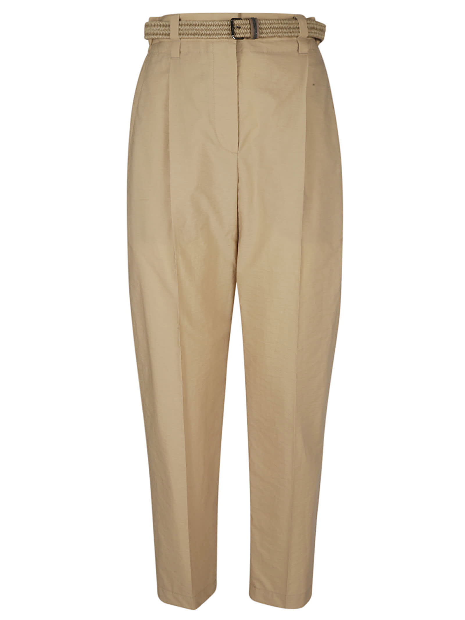Brunello Cucinelli High Waist Belted Cropped Trousers