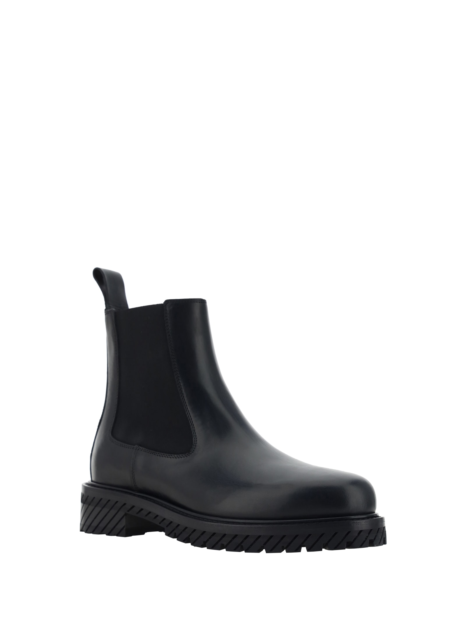 Off-white Off White Combat Ankle Boots In Black Blac