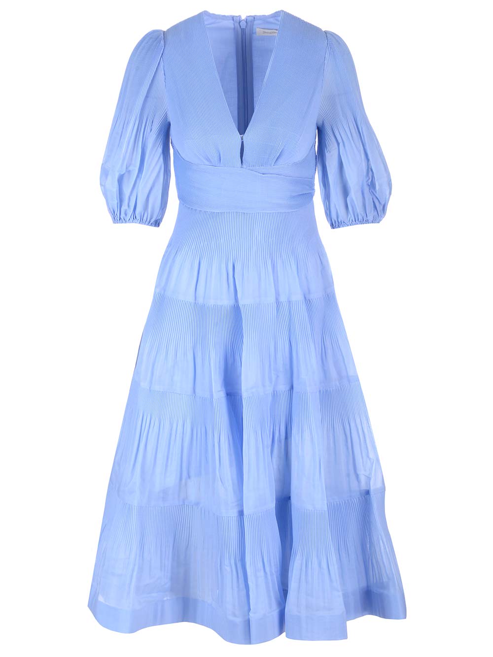 Shop Zimmermann Jaracanda Pleated Dress In Azzurro