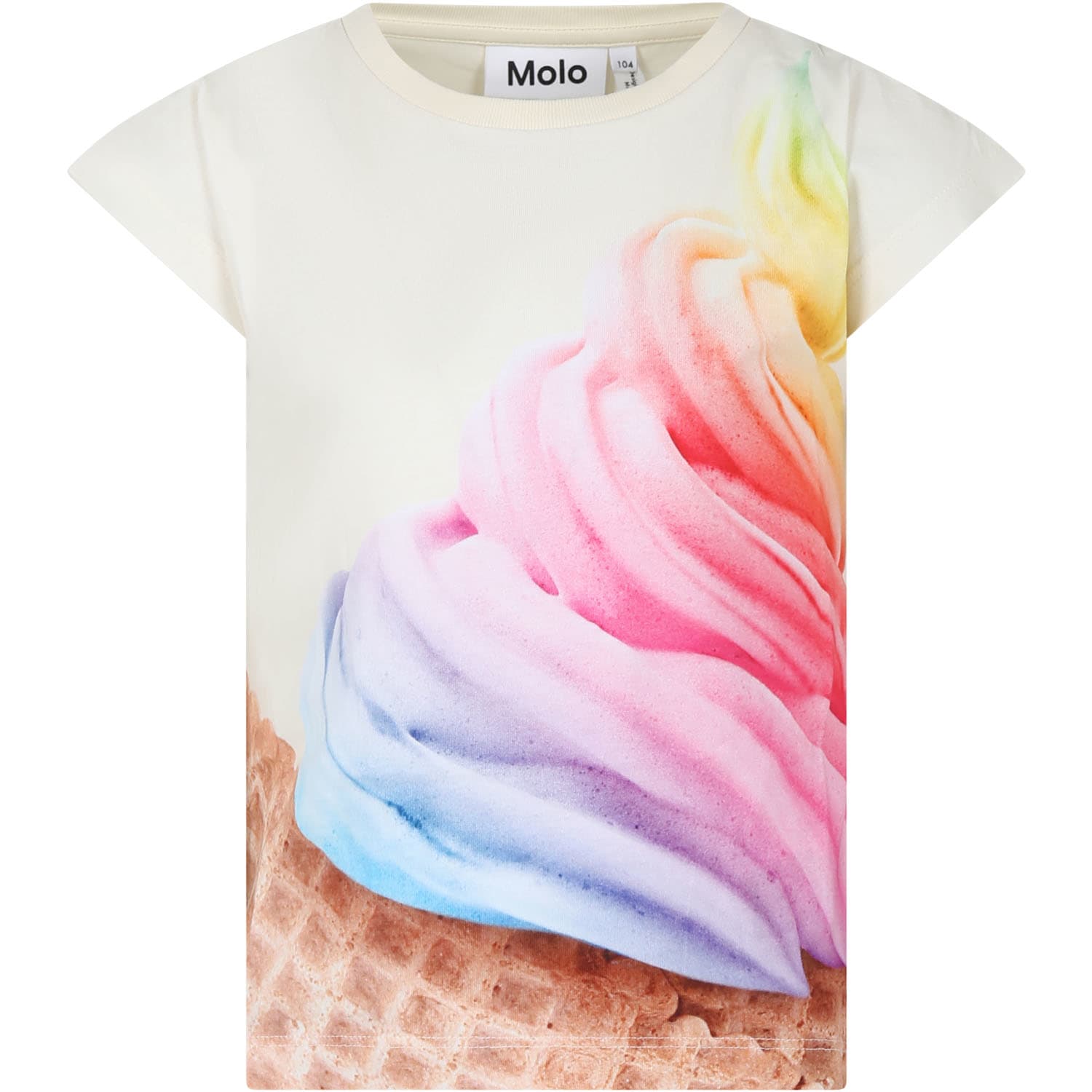 Molo Kids' Ivory T-shirt For Girl With Icecream Print