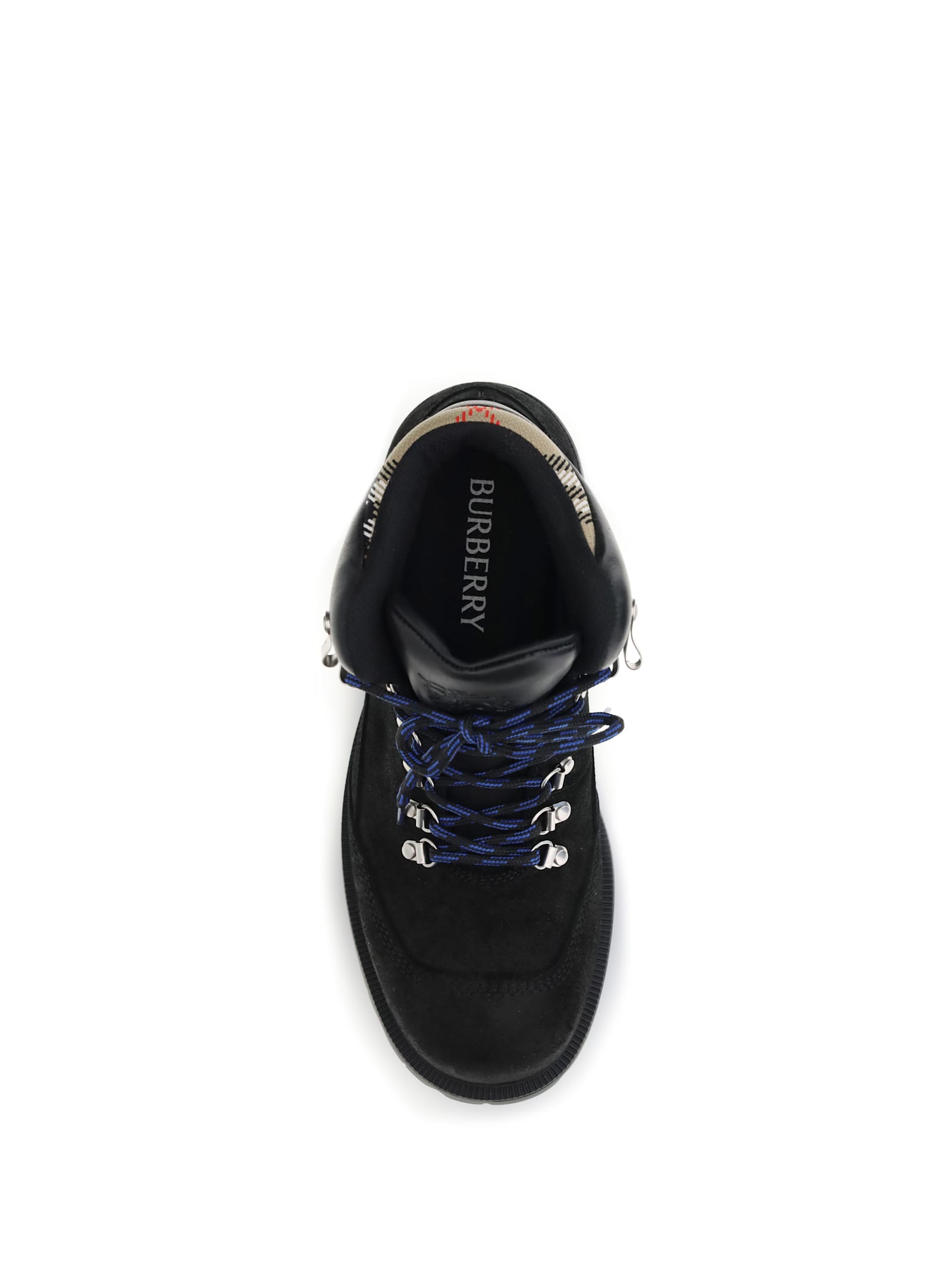 Burberry Suede Ankle Boots Padded Collar In Black