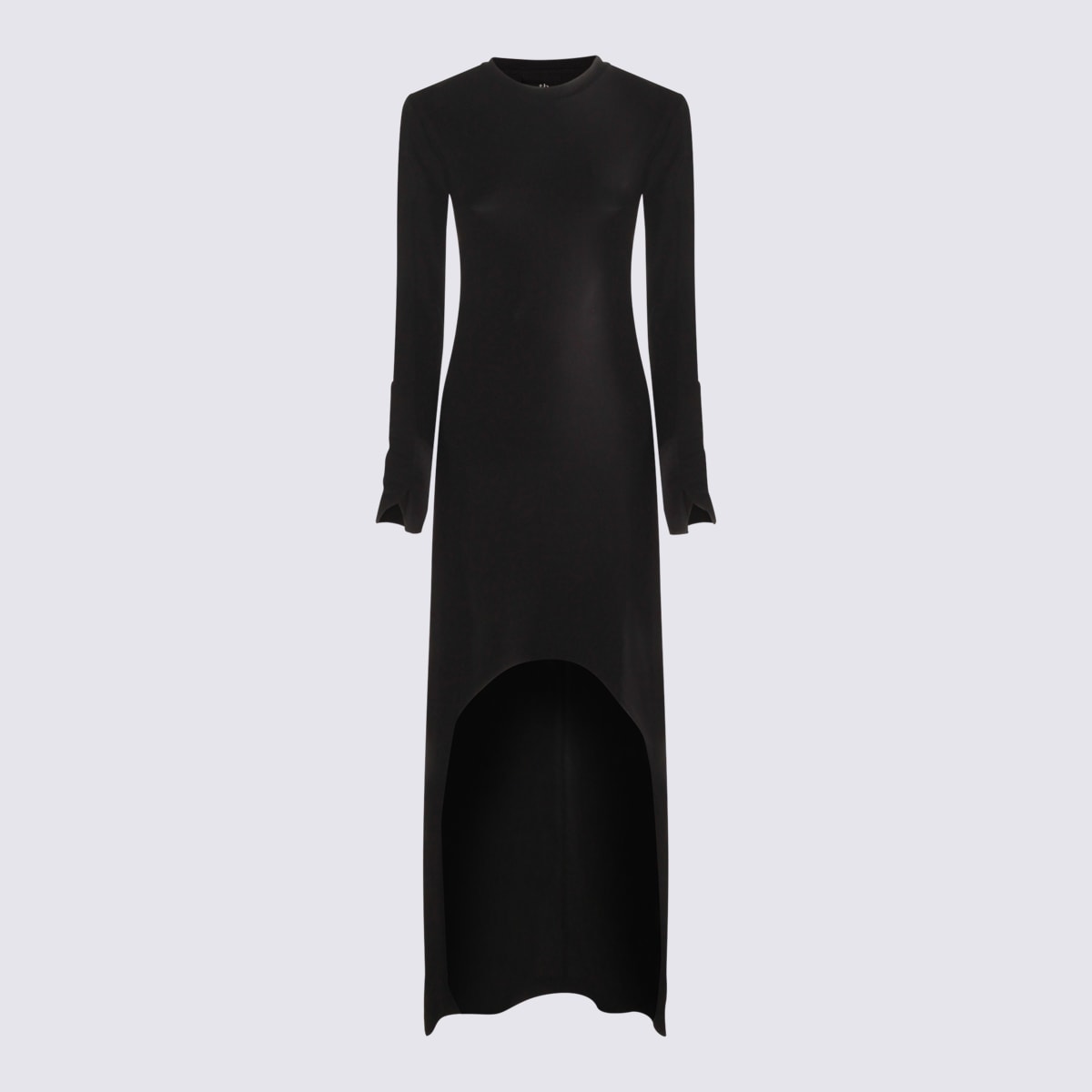 Thom Krom Slim Fit Viscose Blend Stretch Crepe Crew Neck Maxi Dress 219.00 In Black