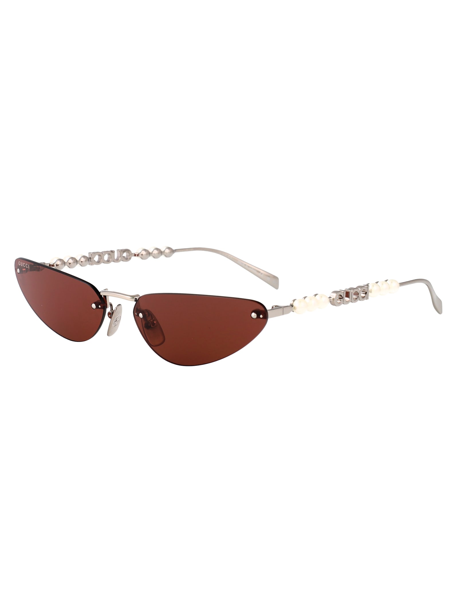 Gucci Silver-silver-brown Metal Sunglasses