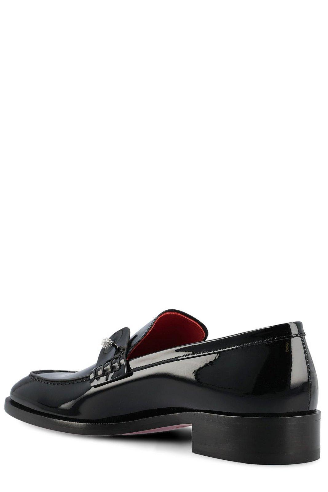 Shop Christian Louboutin Chambelimoc Slip-on Loafers In Black
