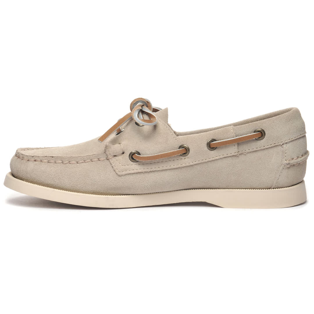 Sebago Beige Suede Loafer With Leather Laces In Gray