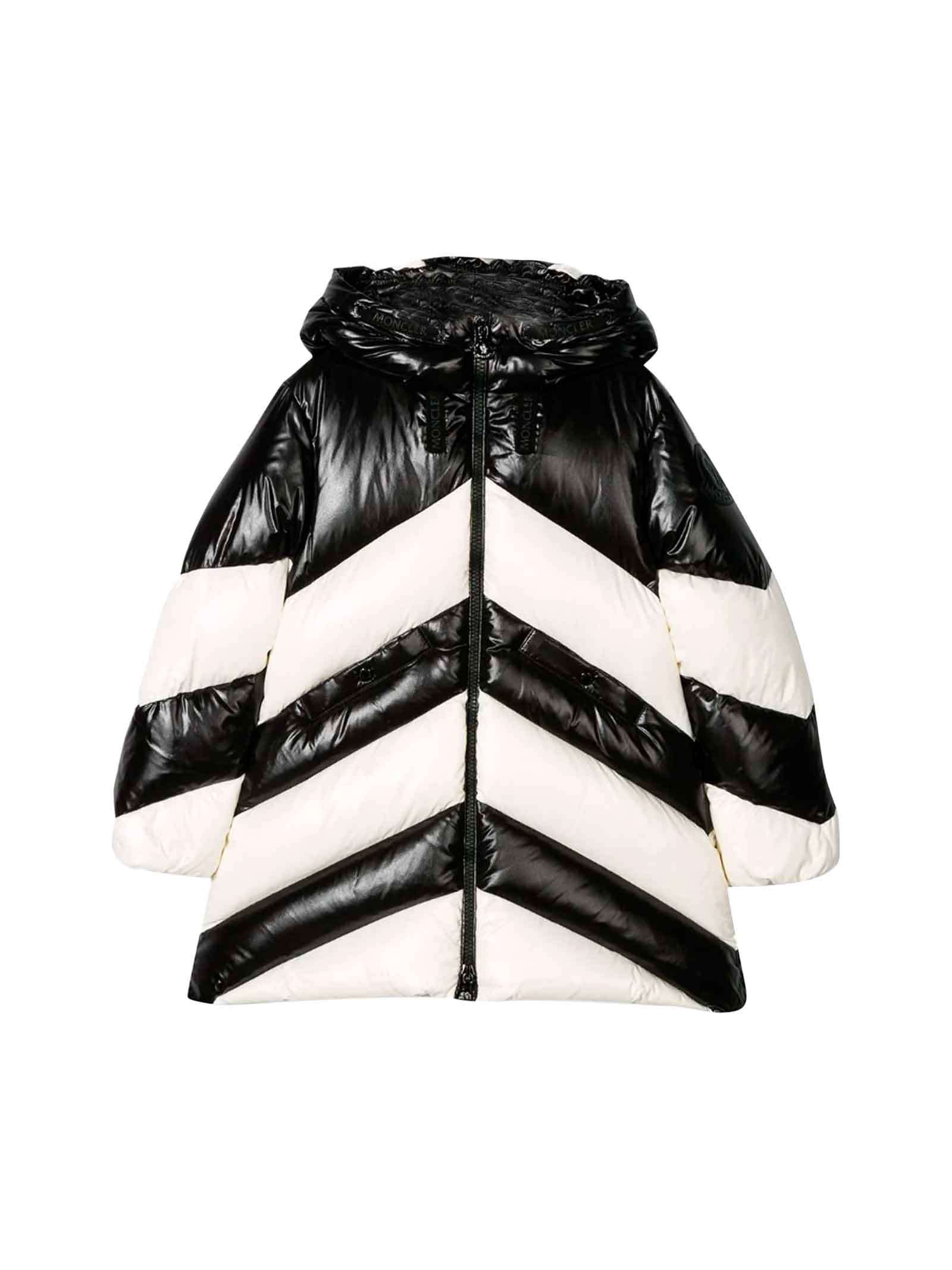 MONCLER WHITE AND BLACK DOWN JACKET,11097568