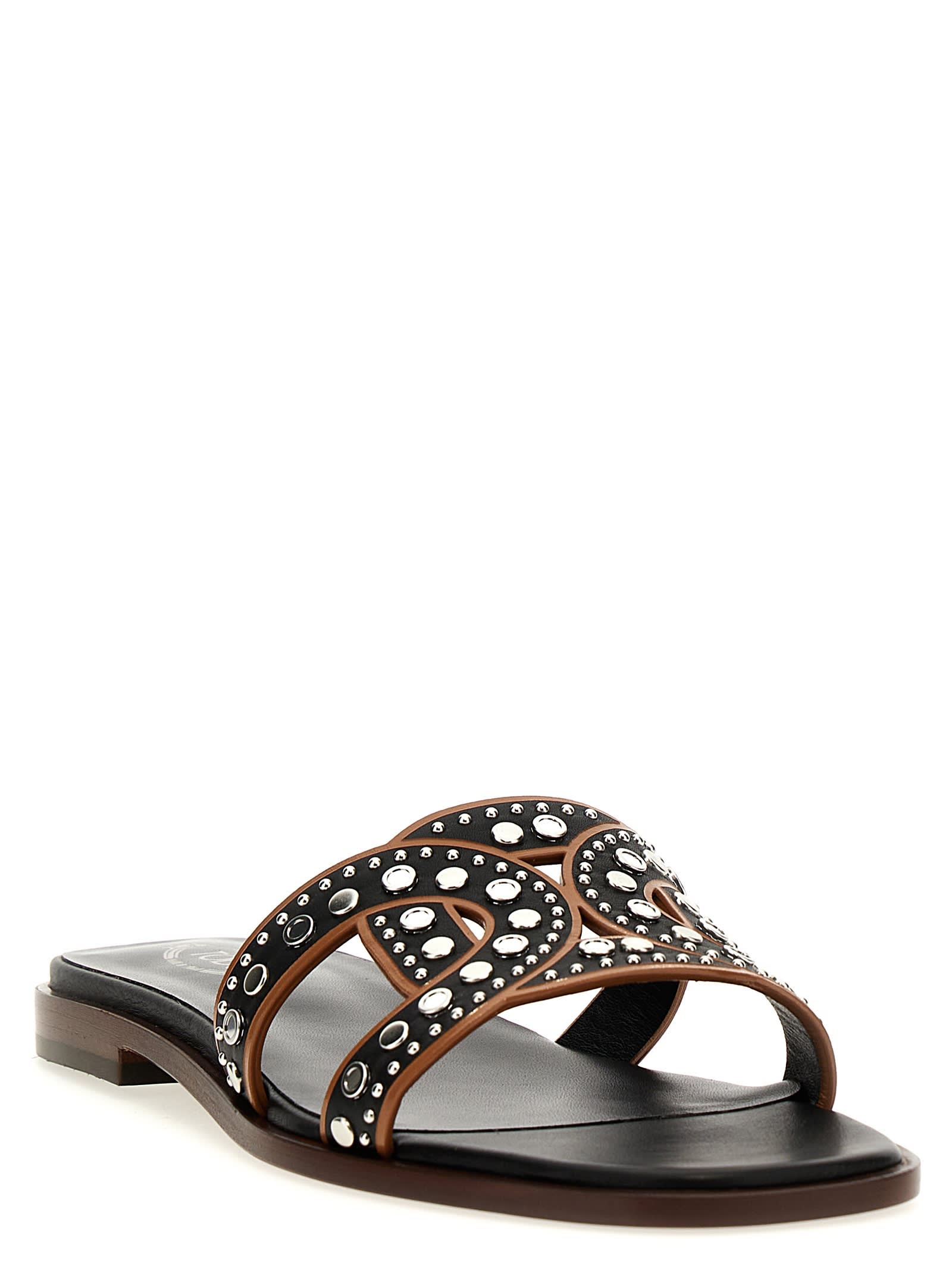 Shop Tod's Maxi Catena Sandals In Black