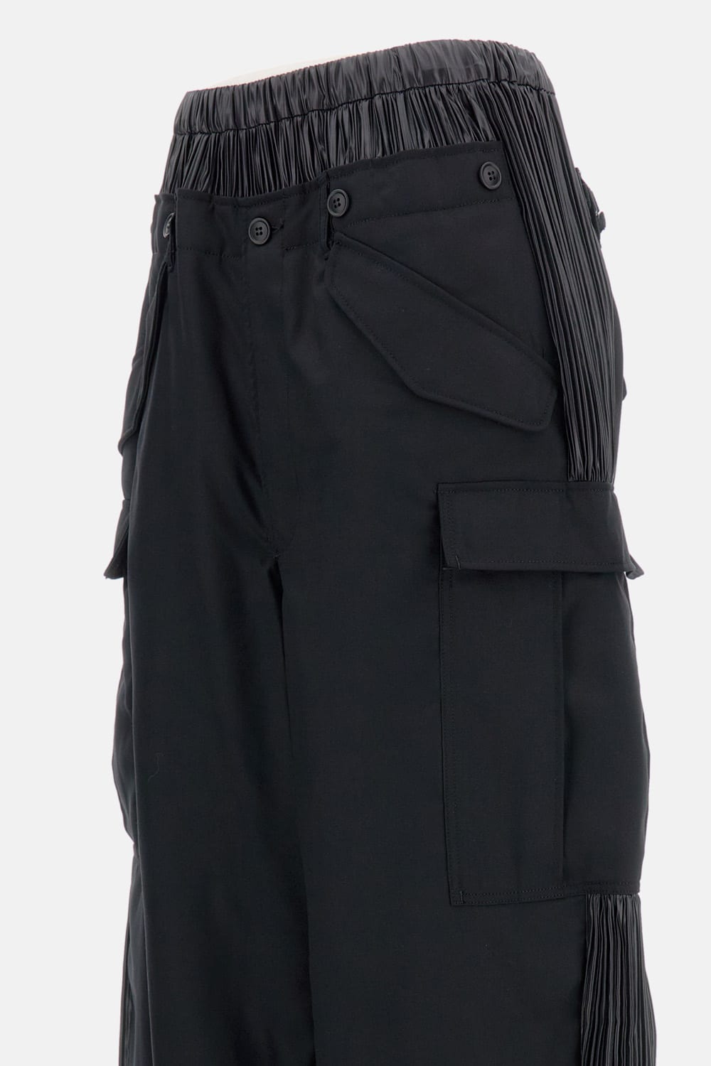 Junya Watanabe Pleated-panel Cargo-pocket Trousers In Black