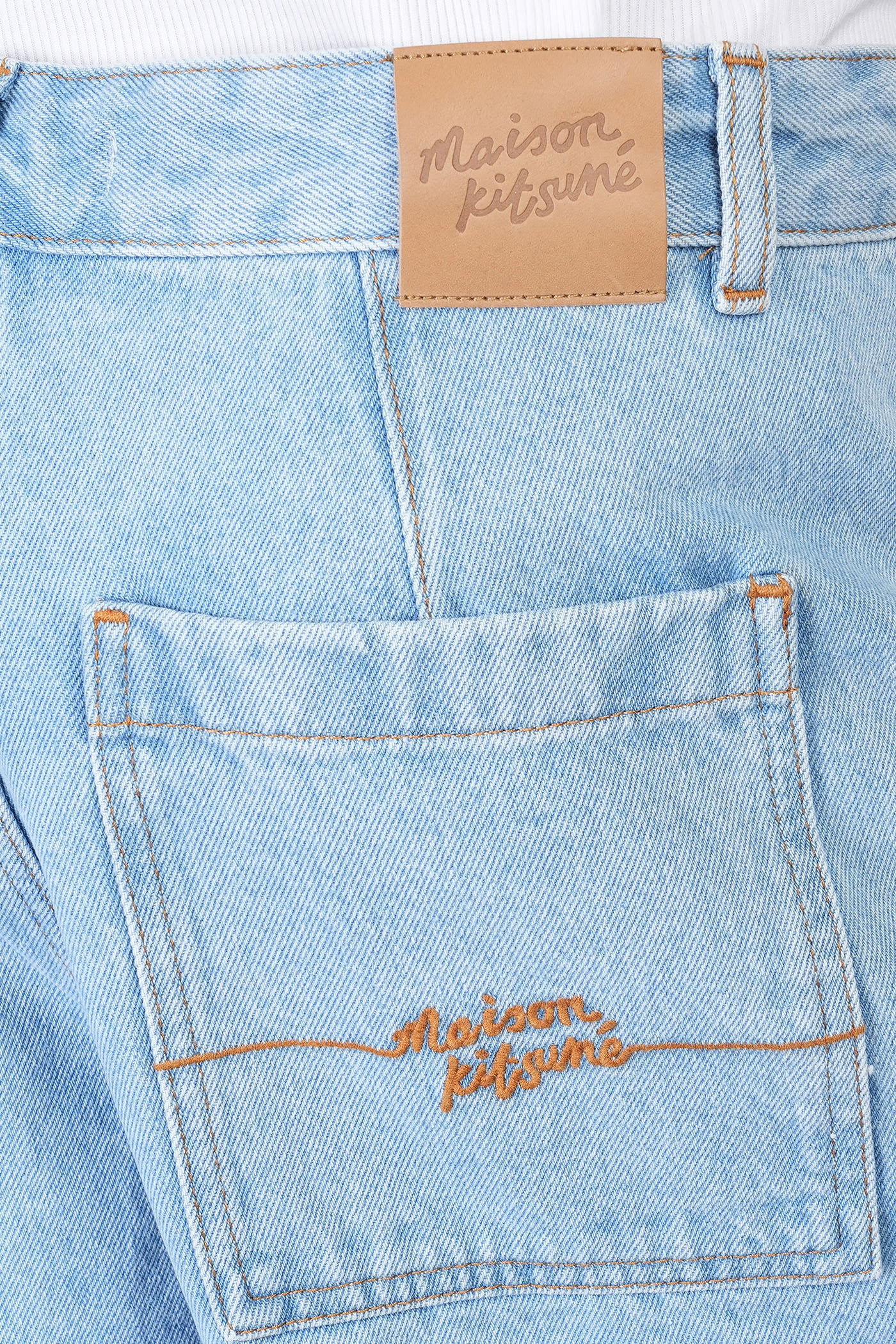 Shop Maison Kitsuné Shorts In Blue Denim
