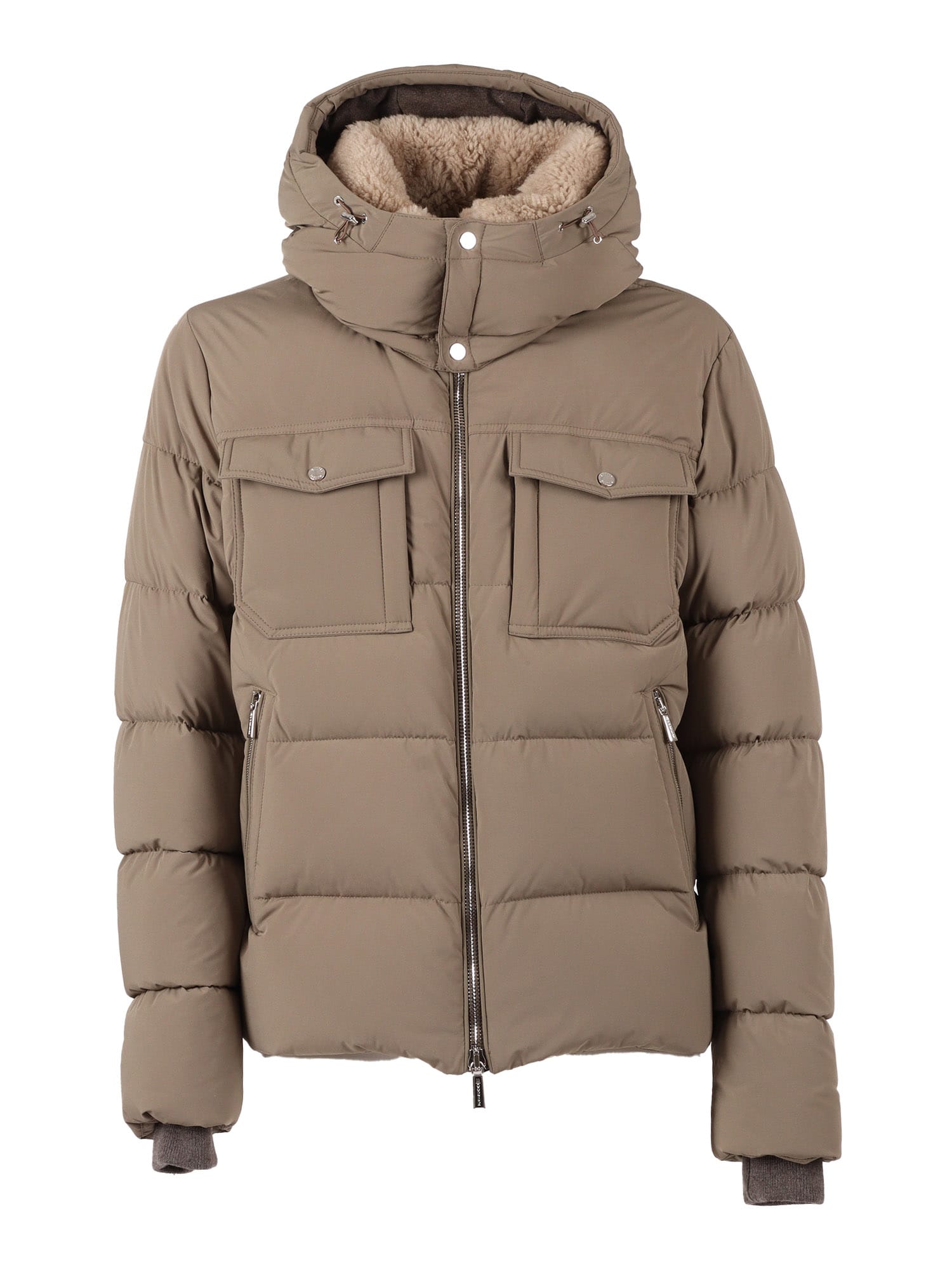 Moorer Cappuccino Nylon Blend Alarick Down Jacket In Brown