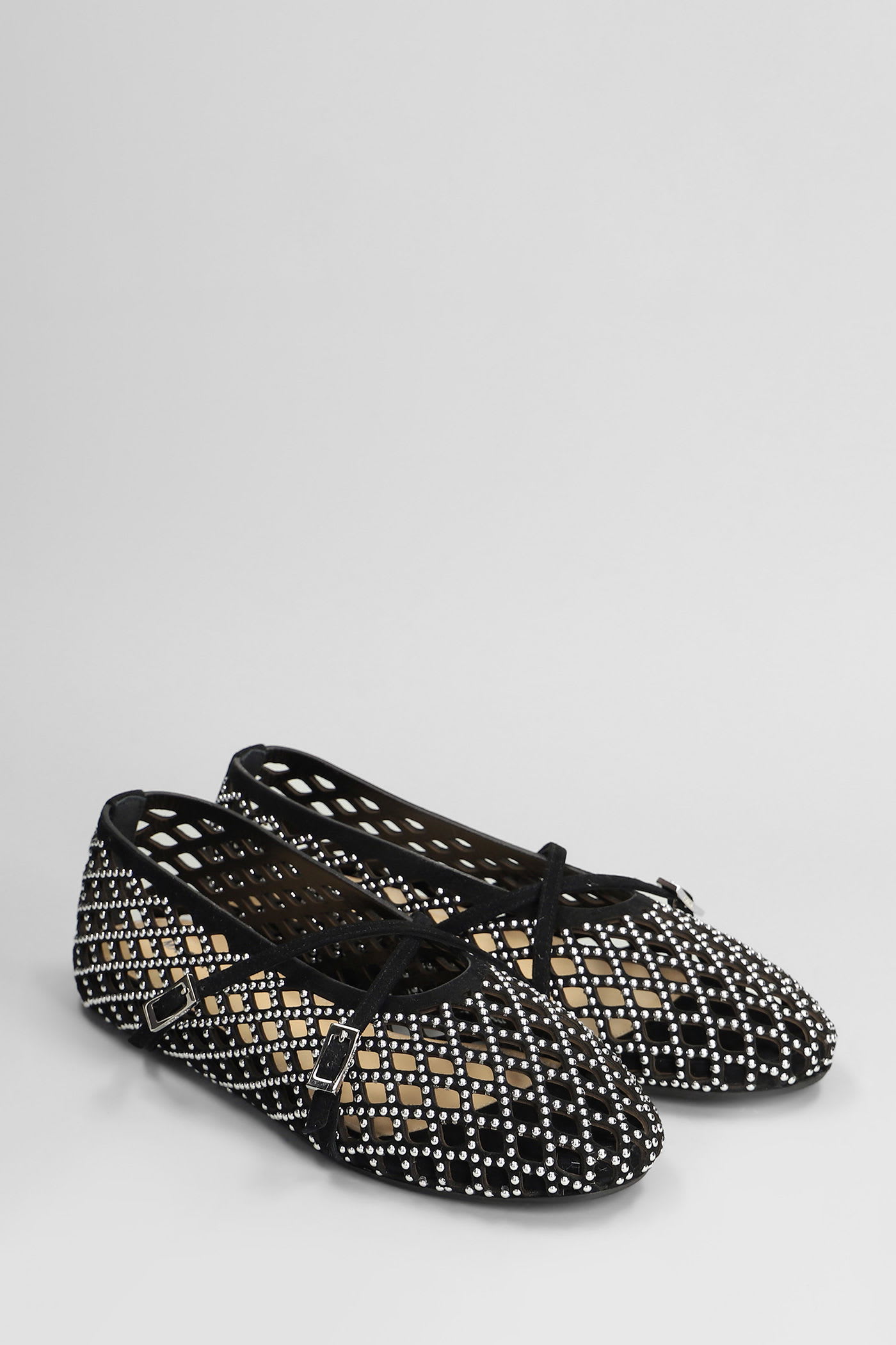 Mach & Mach Ballet Flats In Black Leather In Black