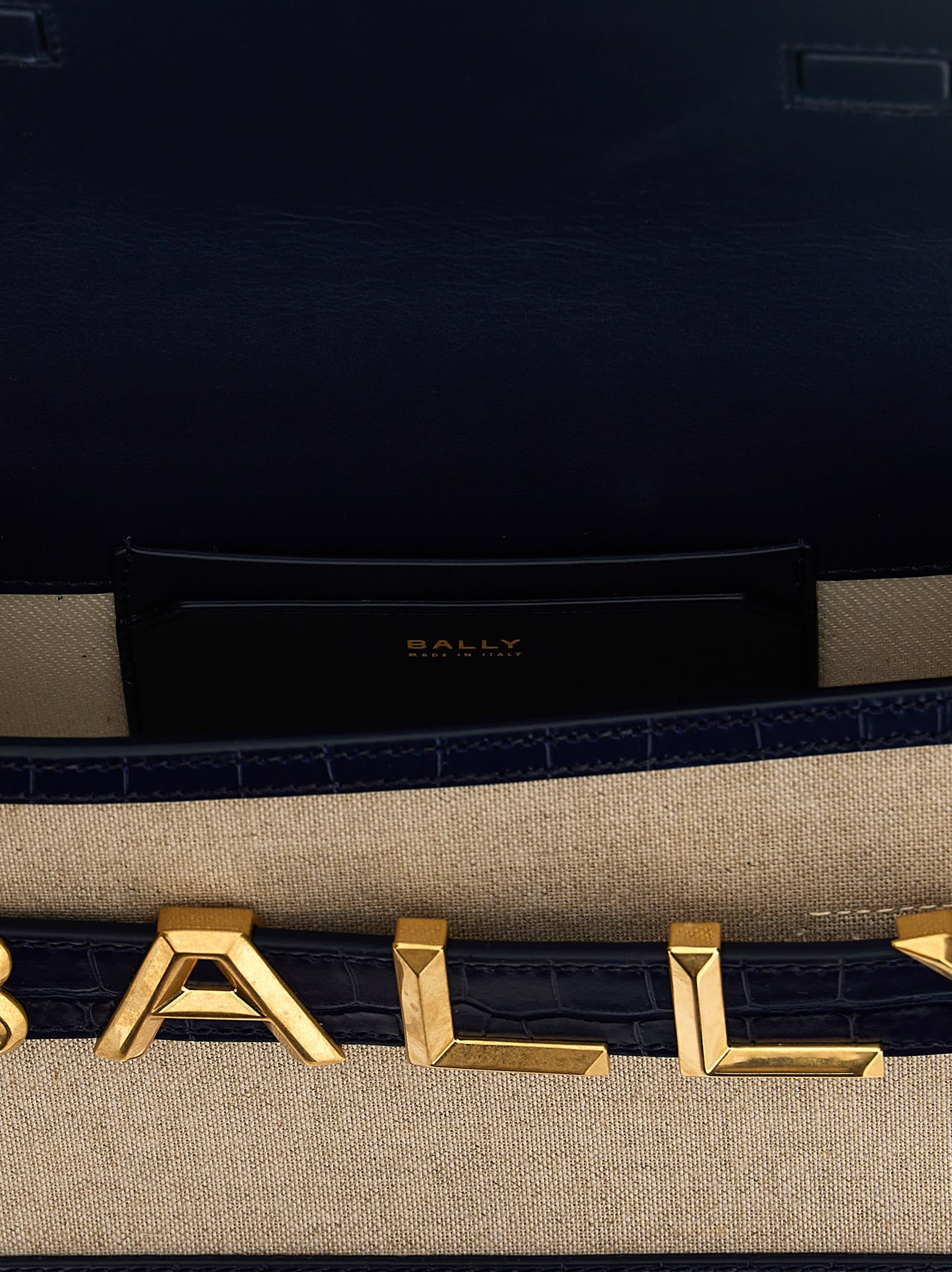 Shop Bally Logo Leather Canvas Crossbody Bag In Blue
