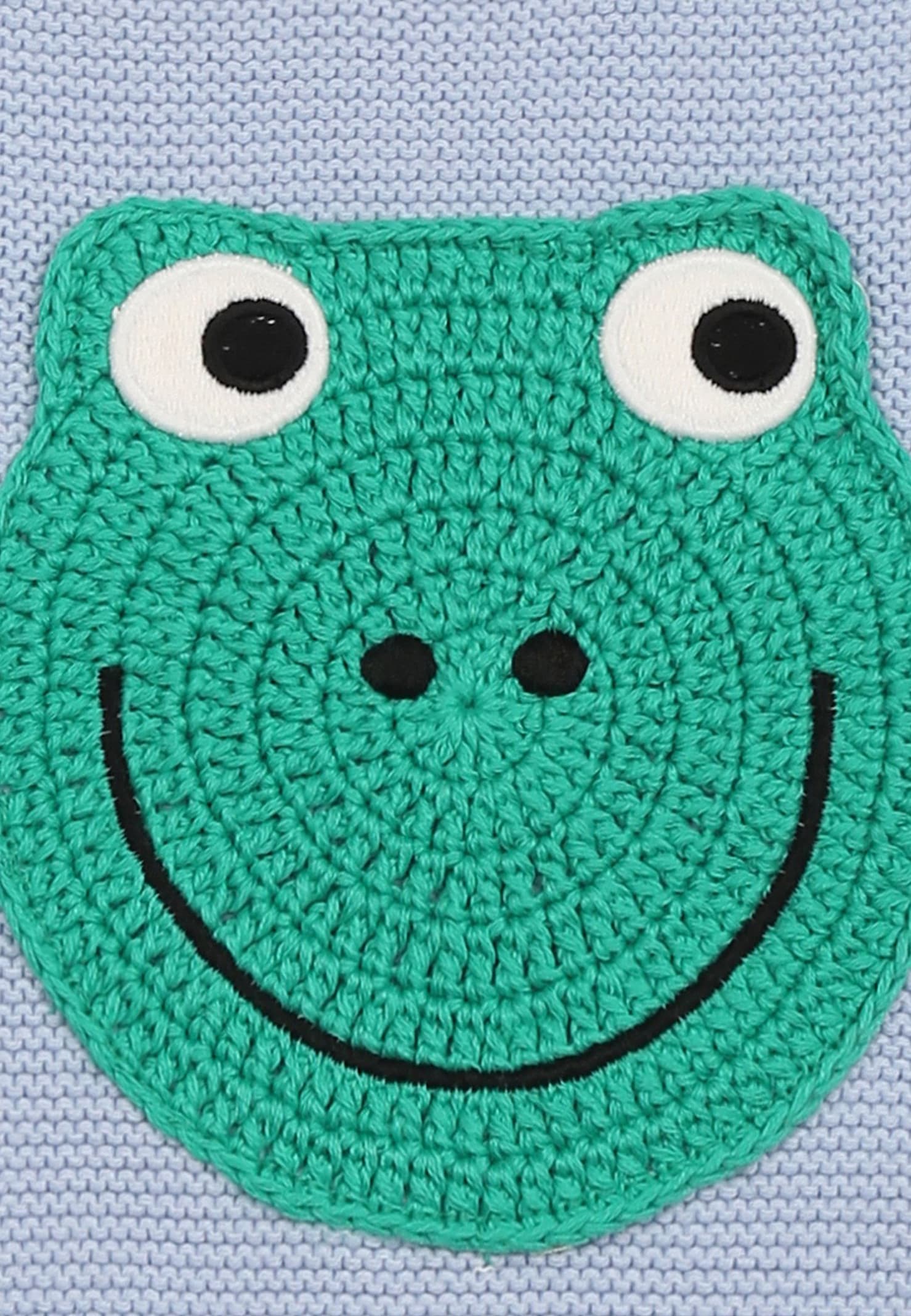 Stella Mccartney Light Blue Sweater For Baby Boy With Frog In Light Blue