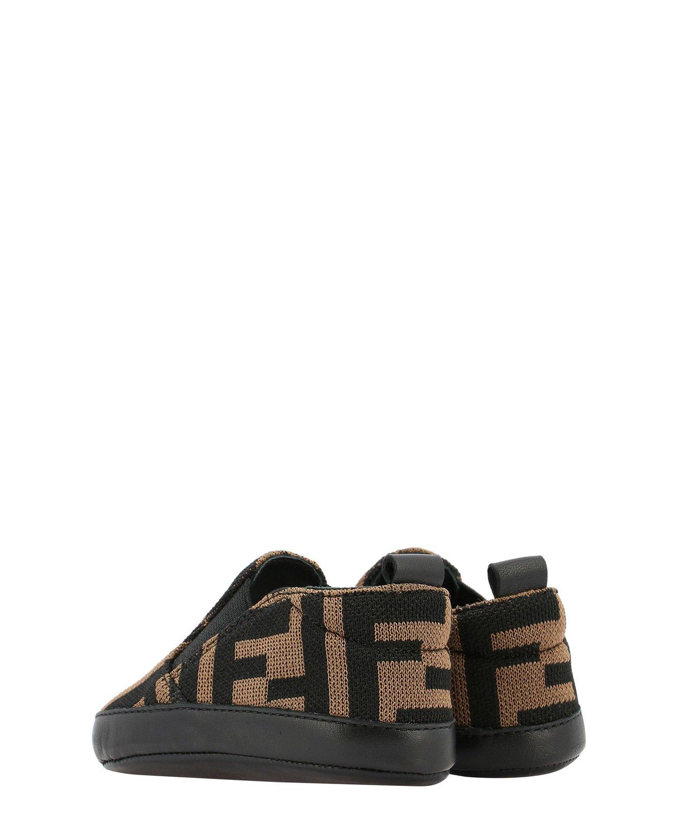 Fendi Ff Motif Slip-on Sneakers In Brown