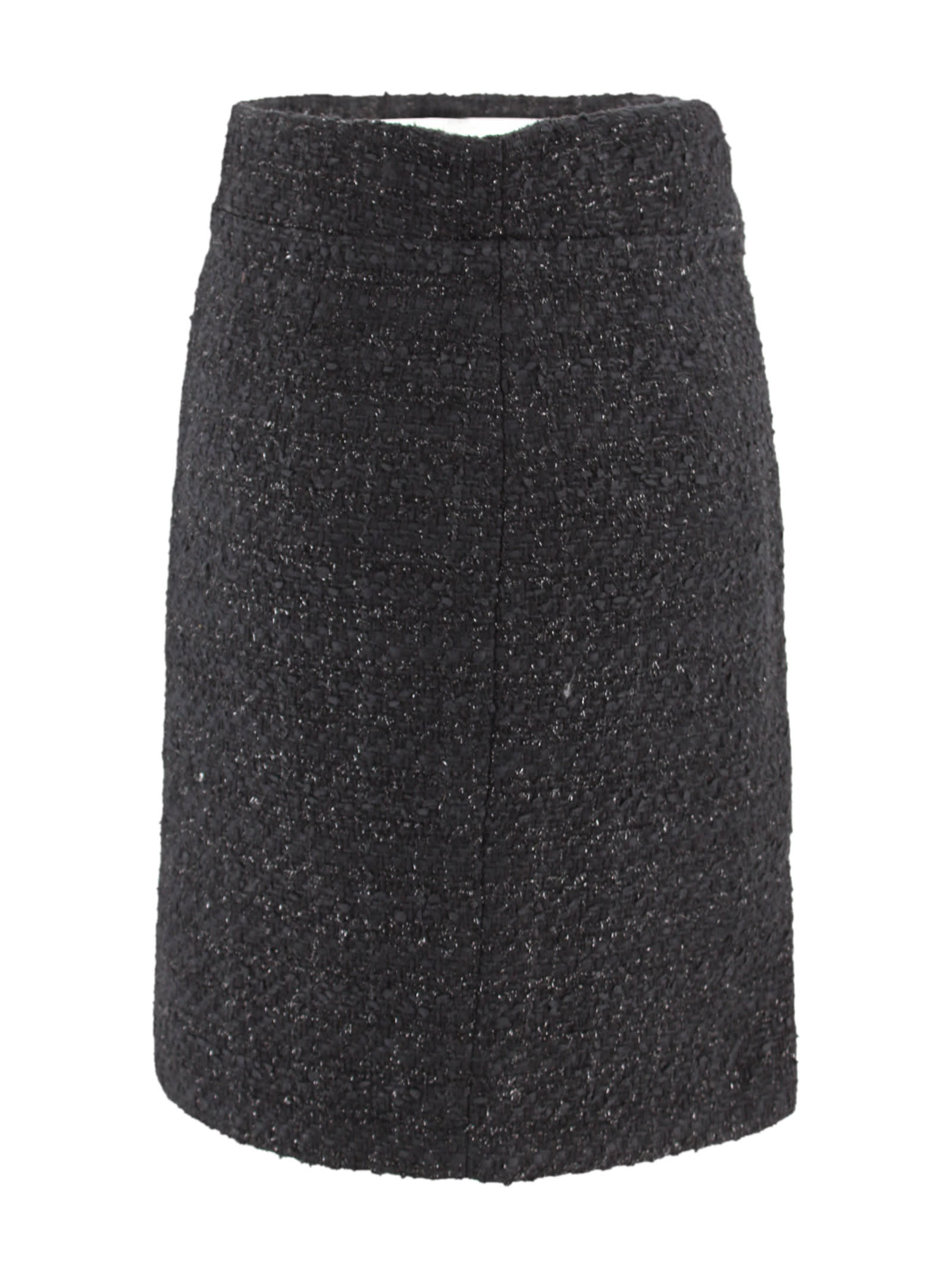Tagliatore Black Tweed Pencil Skirt With Lurex Yarn. In Black