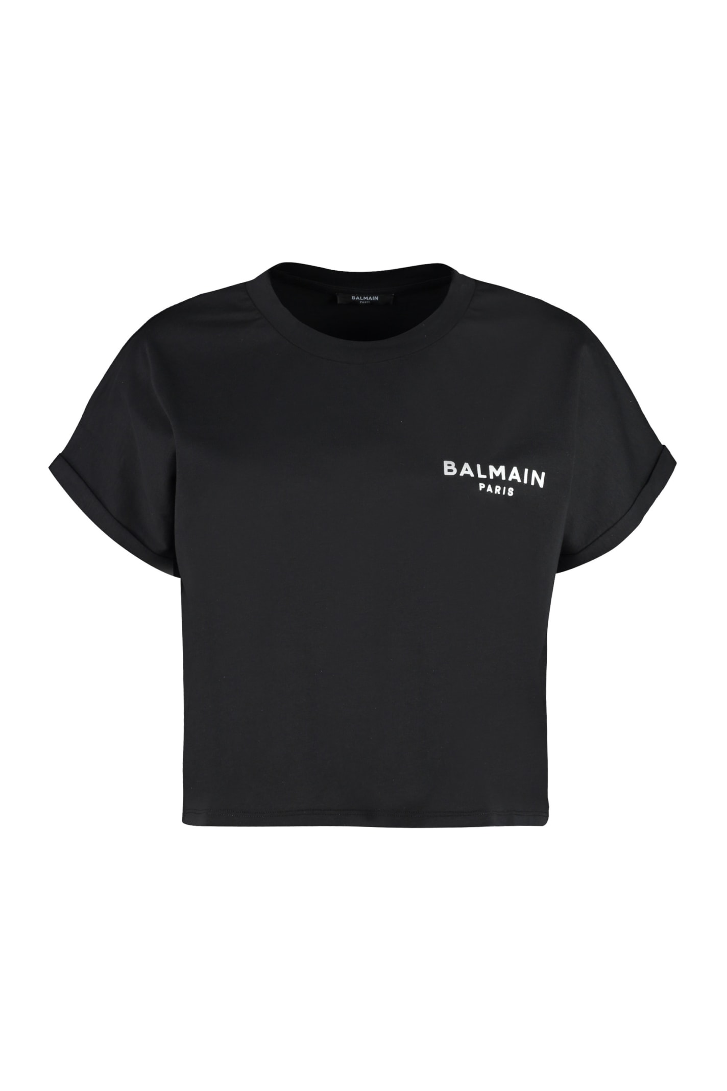 Balmain Logo Detail Cropped T-shirt