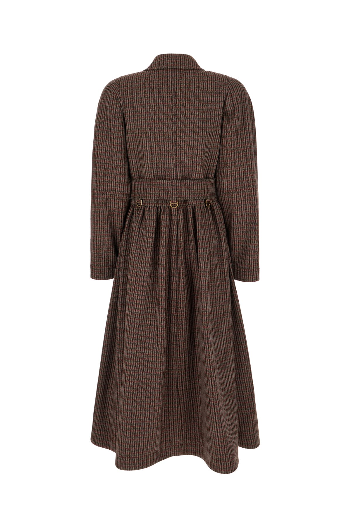 Chloé Embroidered Wool Blend Coat In Brown