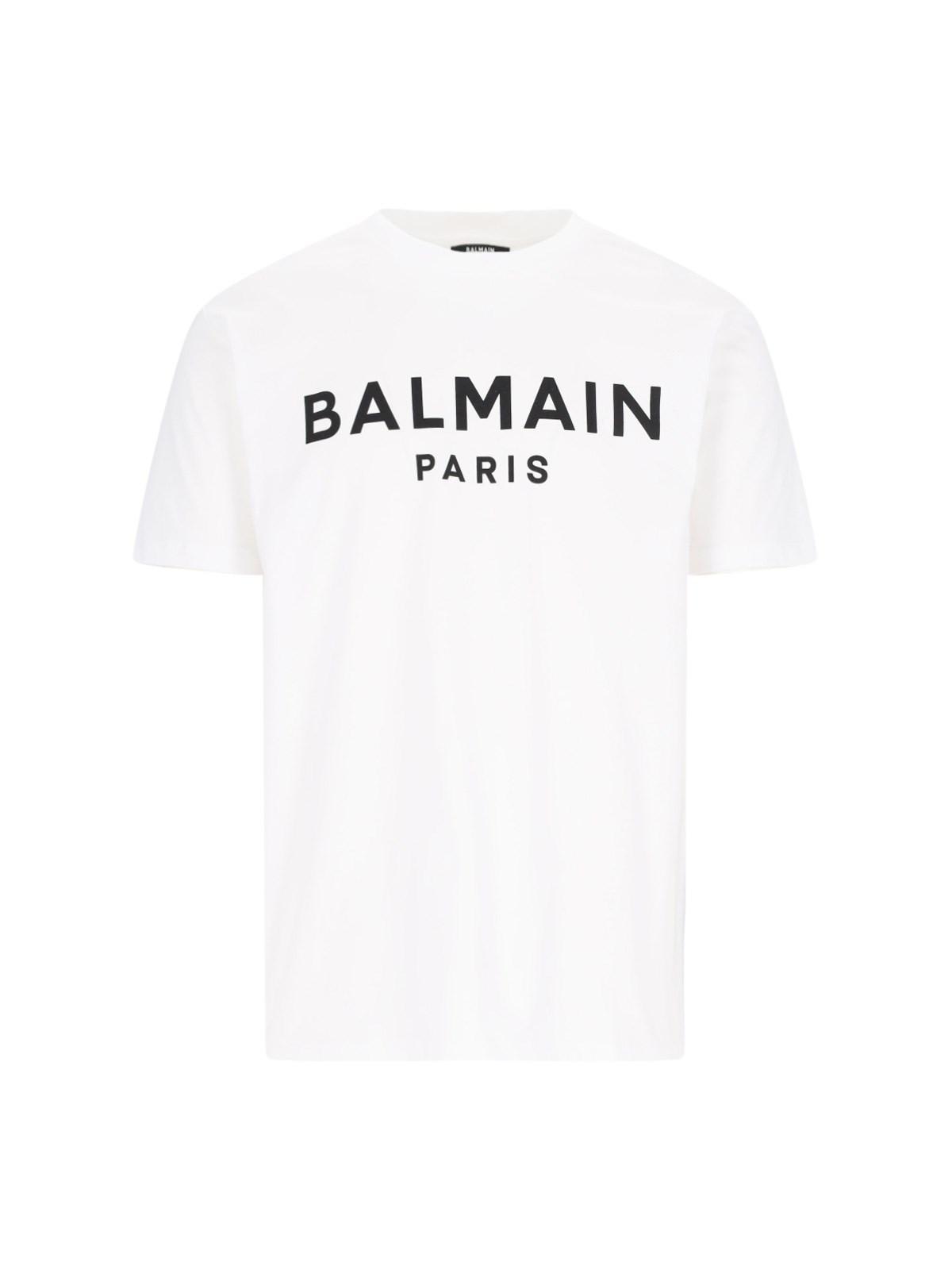 Shop Balmain Logo T-shirt In White