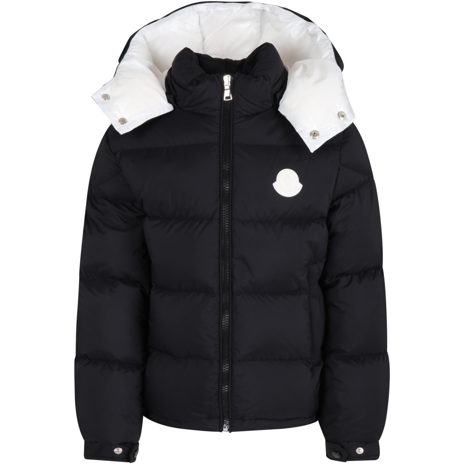 Moncler Black ercan Jacket For Boy With White Logo
