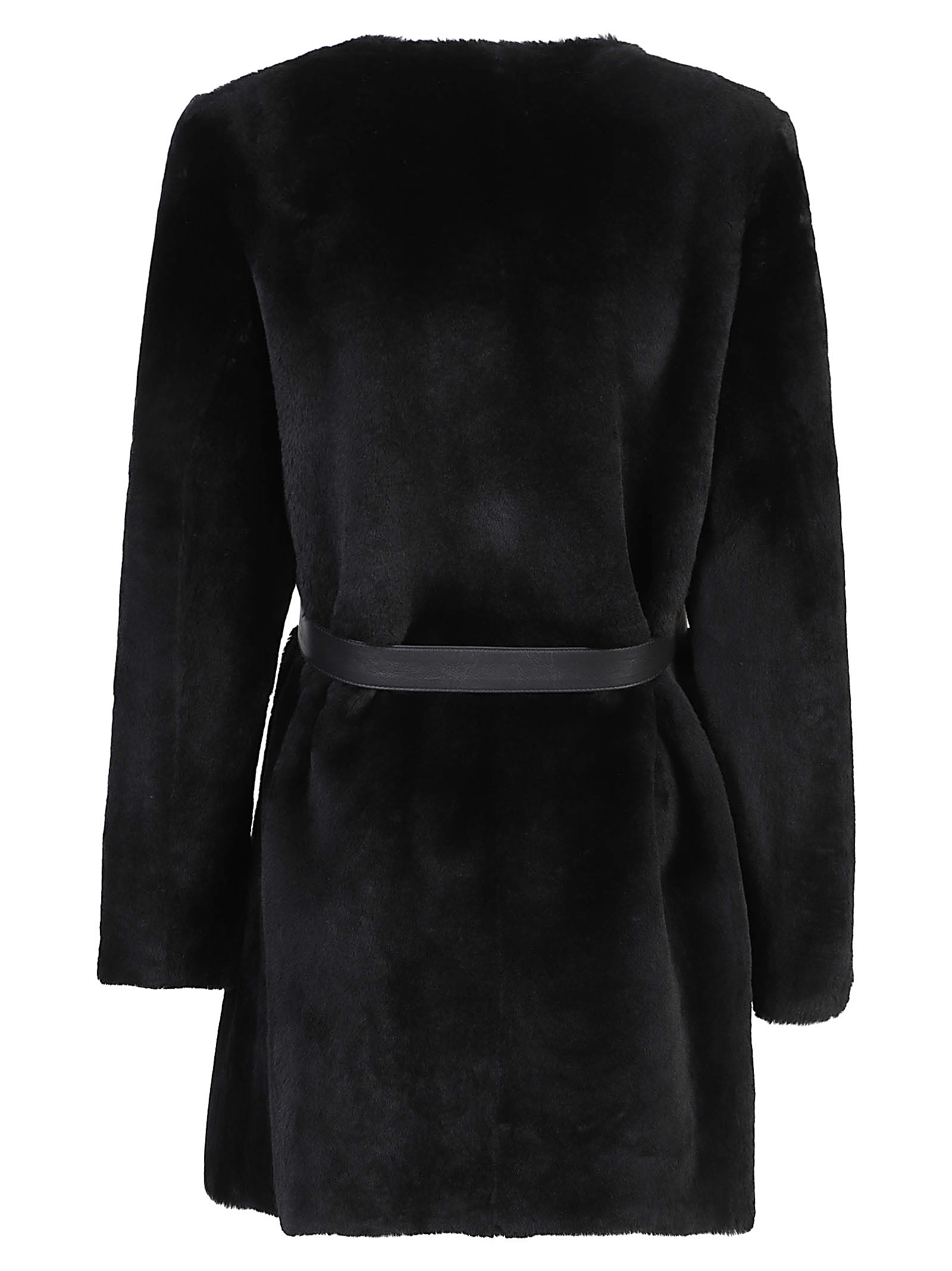 Desa 1972 Reversible Round Neck Shearling Caban In Black