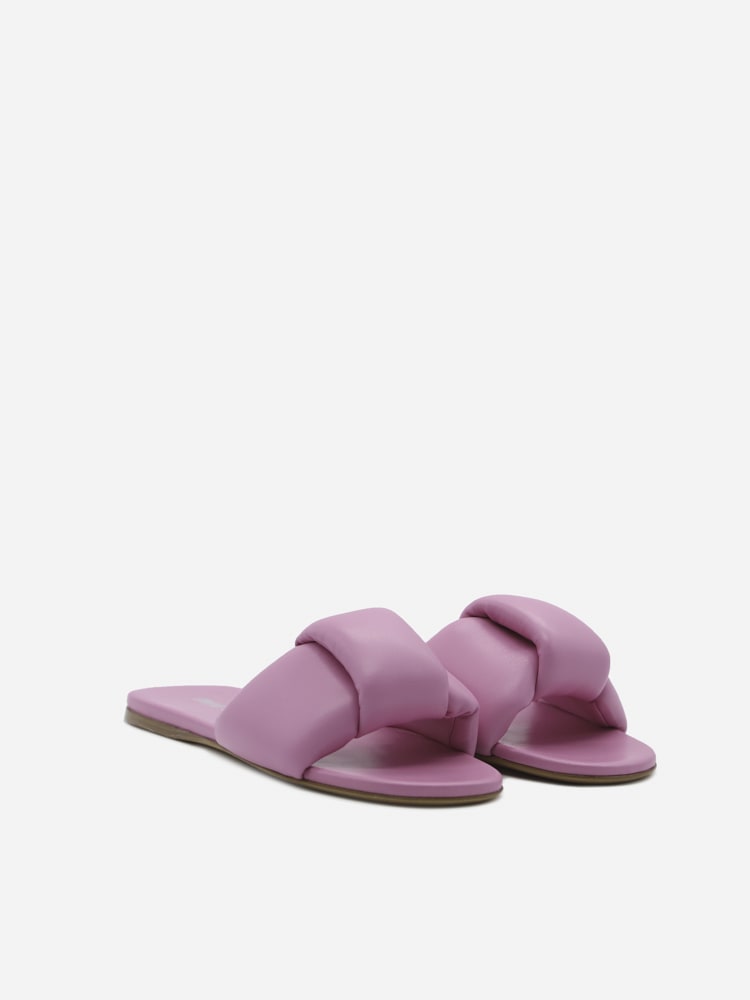 Shop Miu Miu Flat Sandals In Smooth Leather In Begonia