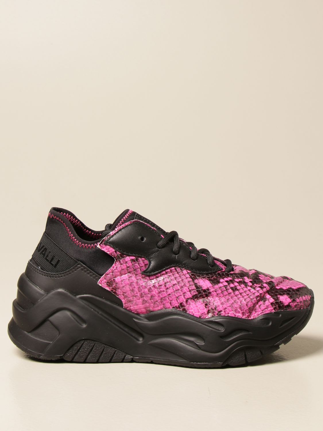 Just Cavalli Sneakers P1thon Just Cavalli Sneakers In Leather With Python Print And Neoprene