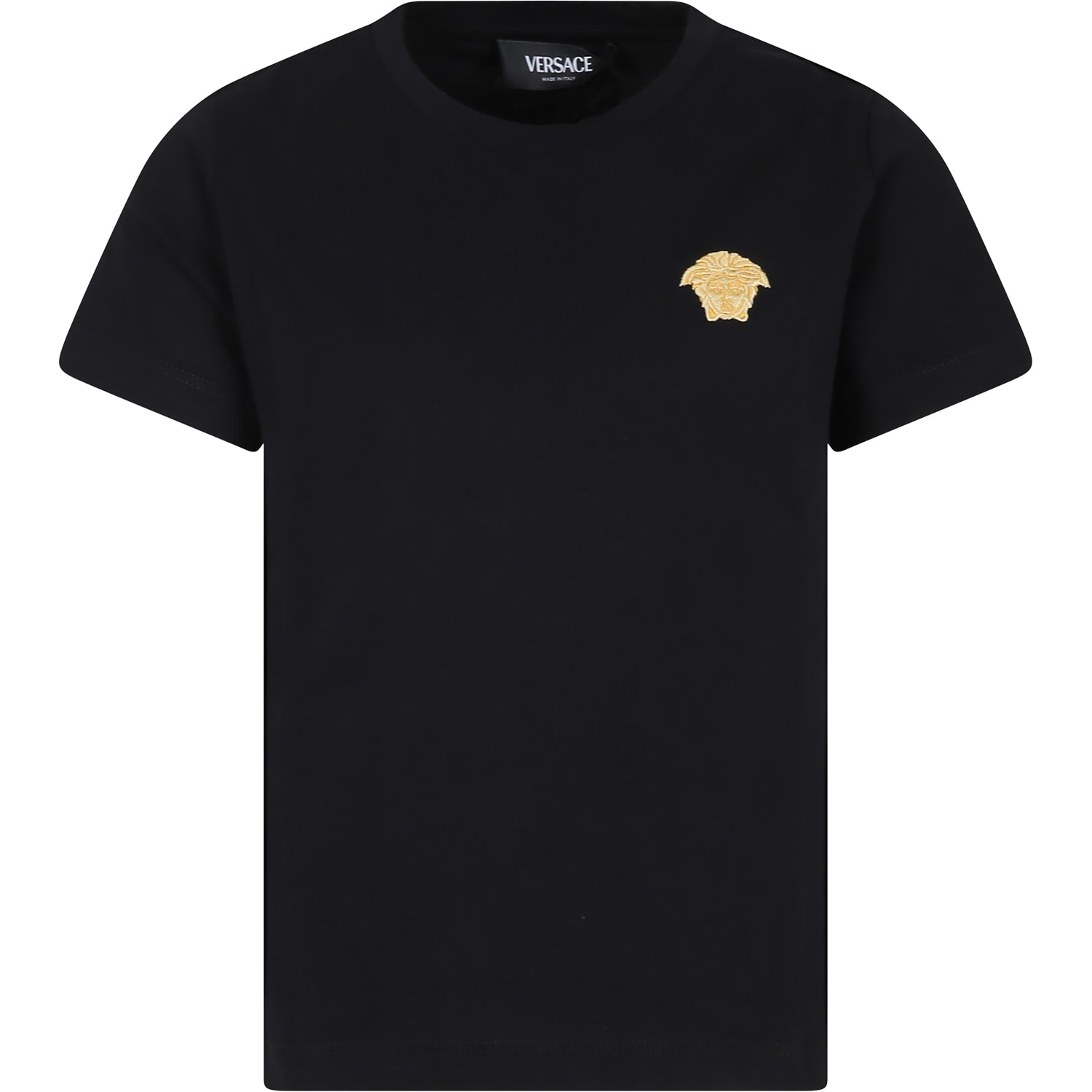 Versace Black T-shirt For Kids Wiith Medusa