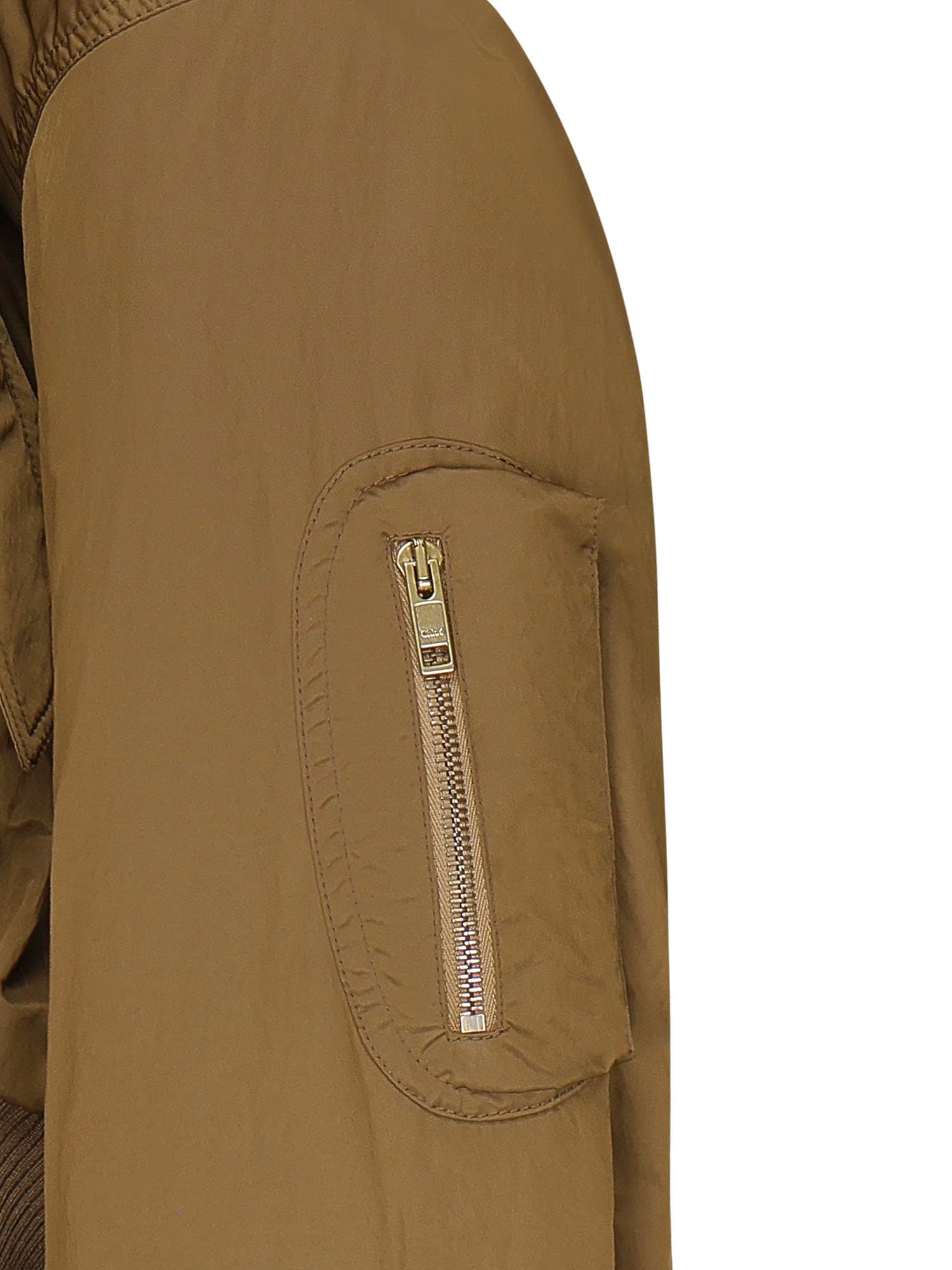 Chloé Chloe Brown Polyester Blend Bomber Jacket In Green