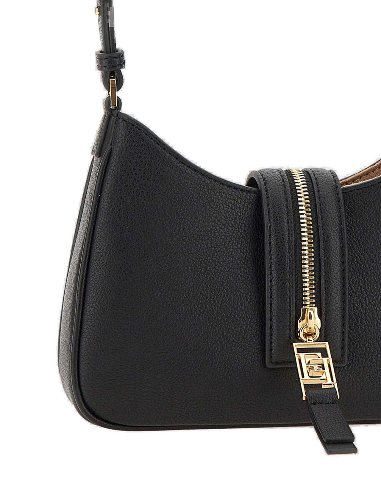 Shop Elisabetta Franchi Classic Zip-detailed Shoulder Bag In Black