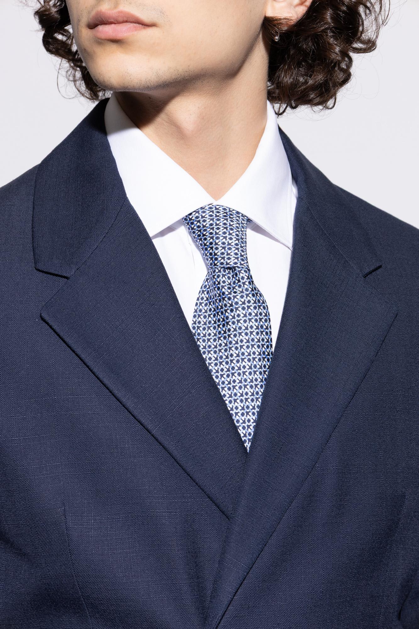 Ferragamo Silk Tie In Blue